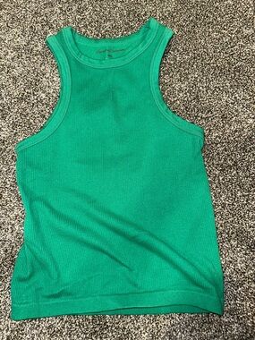 Green Ribbed Tank Top
